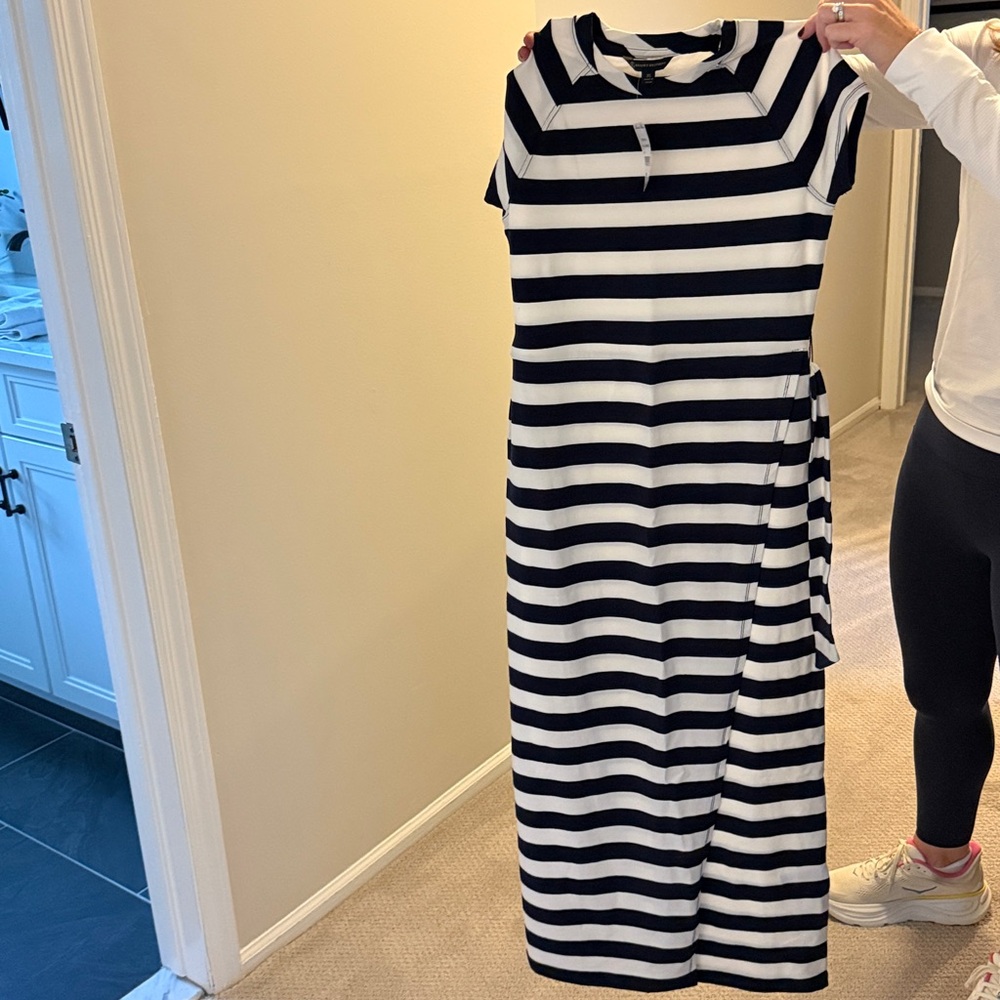 Brooks Brothers Navy and White Striped Dress